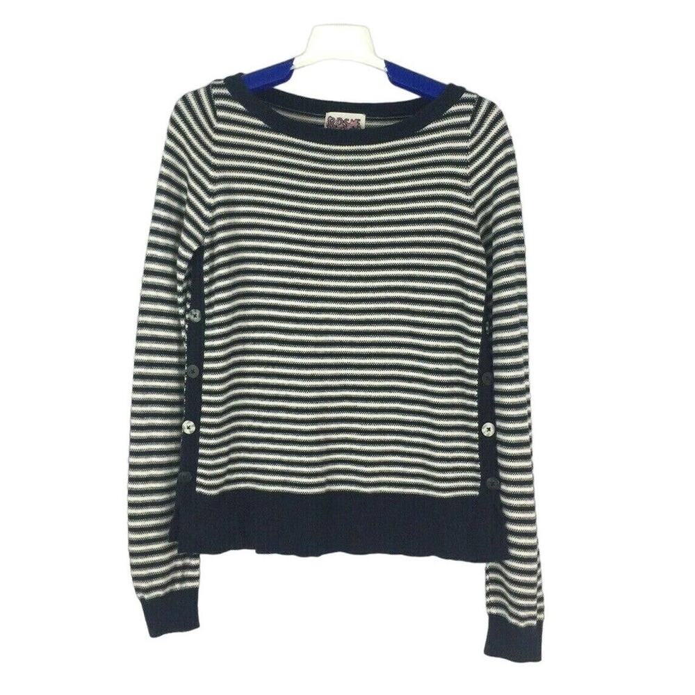 Anthropologie Rosie Neira Womens Sweater Size XS Shallop Blue Striped Buttons